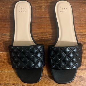 A New Day Black Quilted Sandals
